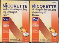 Nicorette Nicotine Fruit Chill 2mg Stop Smoking Gum 100 Count 2 Pack 2028/09