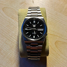 Seiko 5 Automatic 21 Jewels Day/Date Black Dial Steel Bracelet 7009-876A