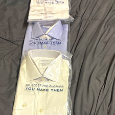 Charles Tyrwhitt Non-Iron Slim Fit Dress Shirts Lot 3 17/36 White Blue