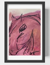 GUAJARDO Original Contemporary Expressionism Flowers 9X6 Paper Signed Art