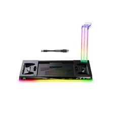 Cooling Fan Stand for Steam Deck with RGB Fans Charging Headset Hook