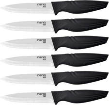 Steak Knives set of 6, Nano ID Ceramic Stake Knife Sharp Ceramic Knife Perfect F