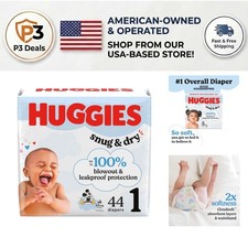 Comfortable  Leak-Proof Huggies Size 1 Diapers - 44 Count for Newborns 8-14 lbs