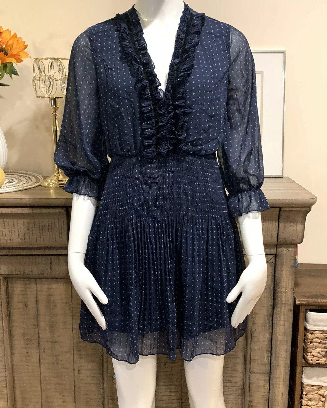 zara pleated polka dot dress