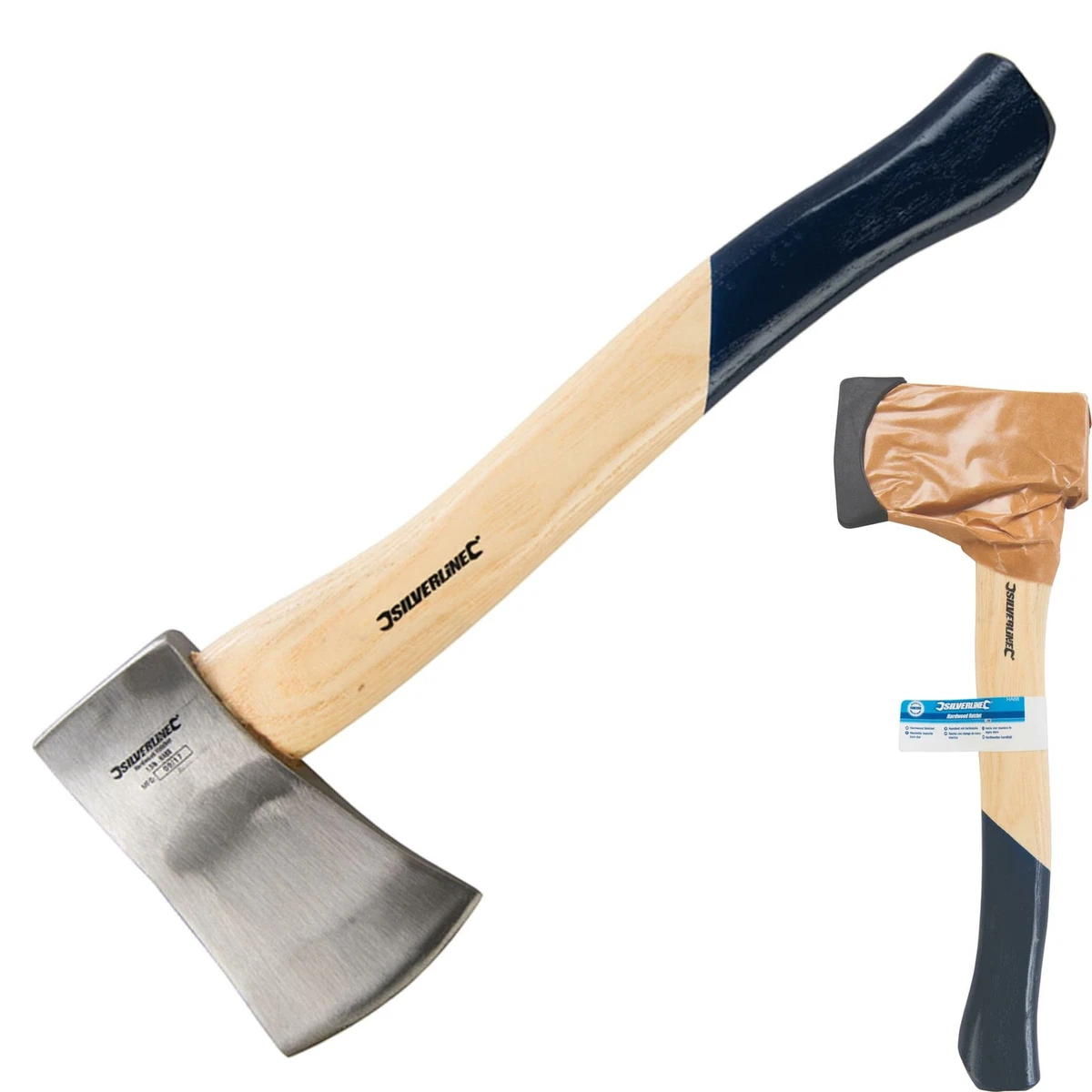 Silverline 1.5lb Wood Axe Hand Hatchet Kindling Firewood Log Chopper Handle
