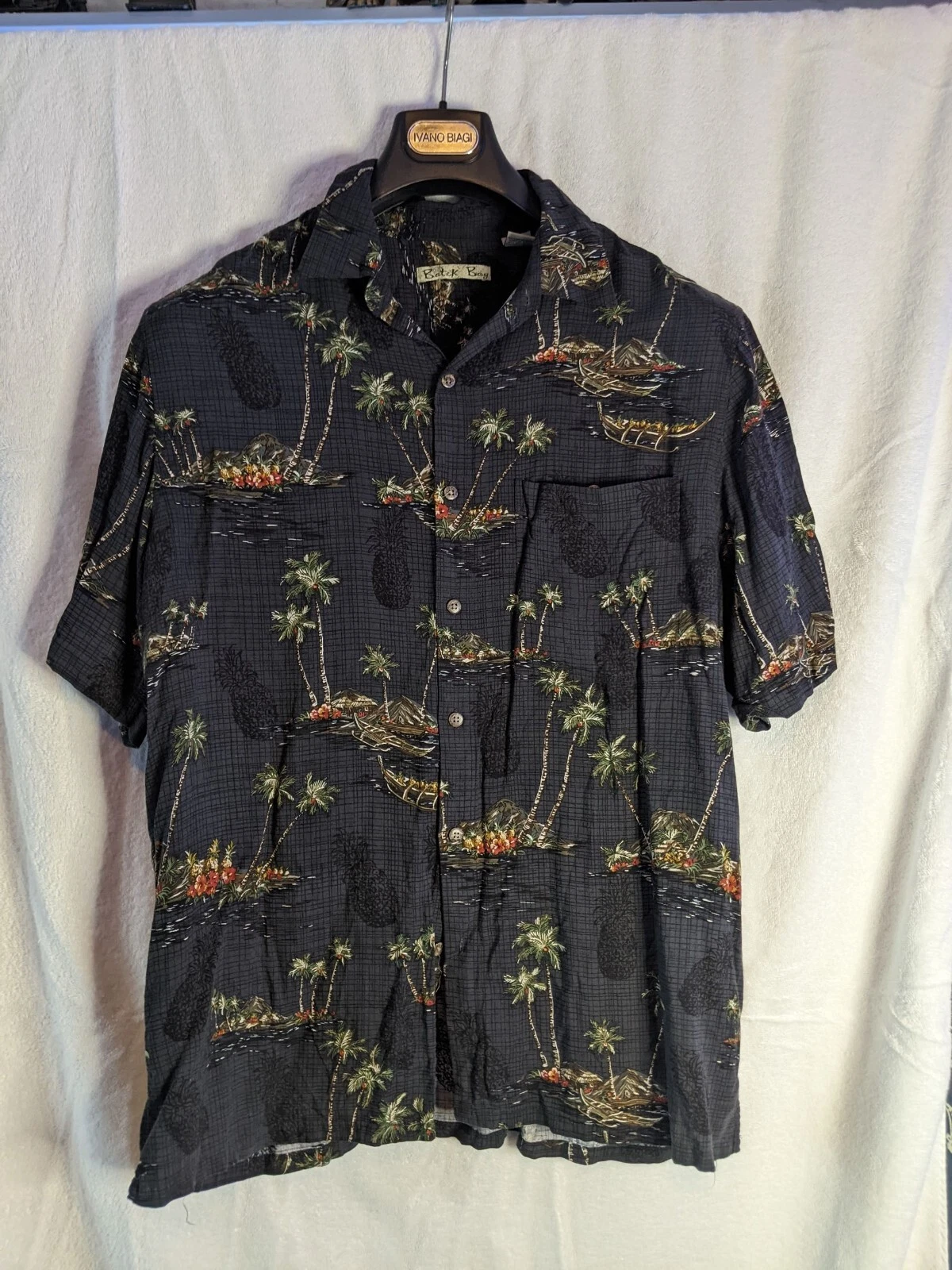 Vintage Batik Bay Hawaiian Shirt 20-13 Pineapples Trees L