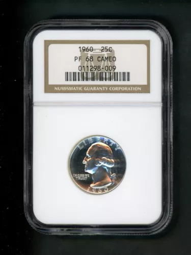 1960 US Washington Quarter 25c .25 NGC PF 68 Cameo Proof Choice White GEM !
