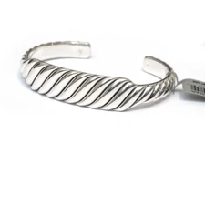 DAVID YURMAN New Ladies 13mm Sculpted Cable Contour Bracelet in Silver  Medium