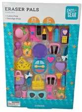 Beauty Eraser Pals 25 Piece Set Ring Lipstick Purse Ages 3+ Pen + Gear New