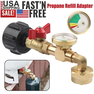 KWENTERPRISE Propane Refill Adapter With Valve and Gauge Fill 1Lb Bottle From 5-40Lb Tank
