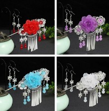 Ancient Women Girl Hanfu Tassel Hairpin Hair Stick Step Shake Alloy Headdress B