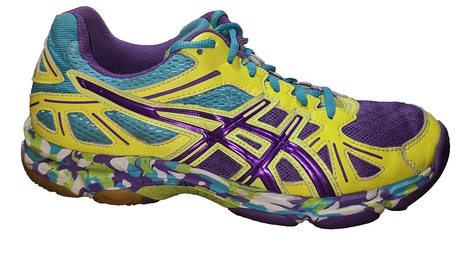 Asics Gel Women's Sneakers Sz. 7 Shoes Flashpoint Cross training Yellow/Purple