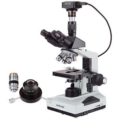 Amscope 40X-2000X Trinocular Darkfield Microscope + 100X Iris Objective + 3.1Mp