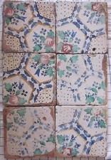 sei riggiole piastrelle mattonelle maioliche antiche in cotto 20x20 lotto143