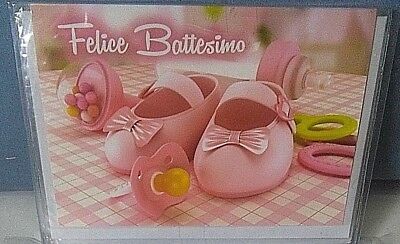 Invito Biglietto Auguri Felice Battesimo Bimba 12 Pz Festa Party Ebay