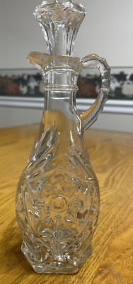 Vinegar Oil Cruet Ornate Stopper Star of David 8''  Vintage Anchor Hocking