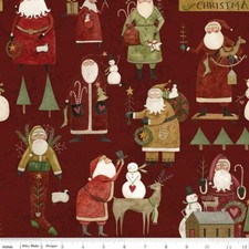 Kringle Christmas Fabric Country Santa Snowman Reindeer Cotton Riley Blake Yard