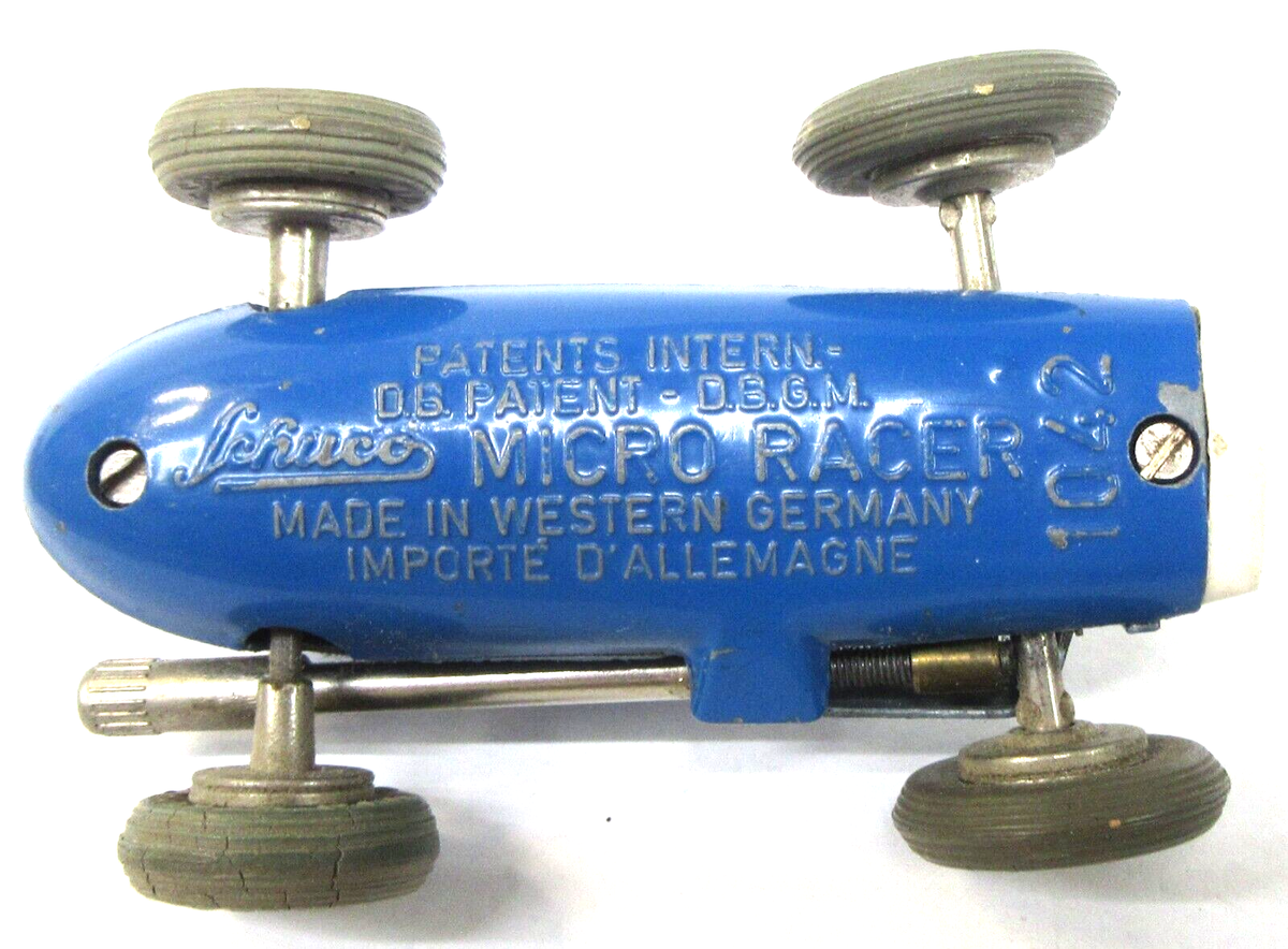 1950's Schuco 1042 MICRO RACER blue diecast West Germany windup