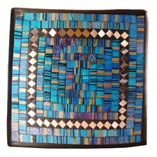 Dekoschale Mosaikschale Türkis mit Spiegel Tonschale Schlüsselschale