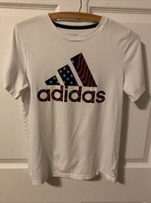 Adidas The Go To Tee Red/WhiteBlue SZ S Boys/Girls Short Sleeve 1087