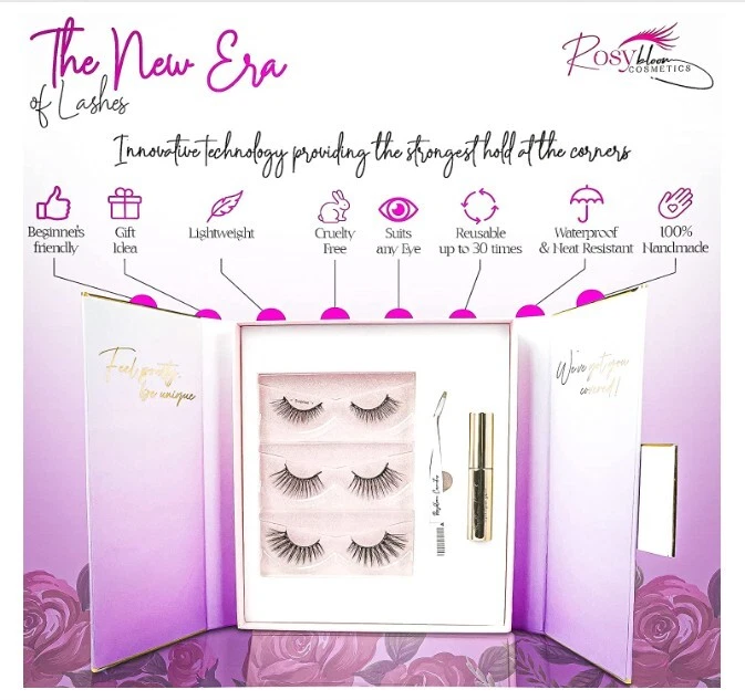 Kit de pestañas magnéticas Rosy Bloom con delineador de ojos - Kit impecable Foto 2 de 4