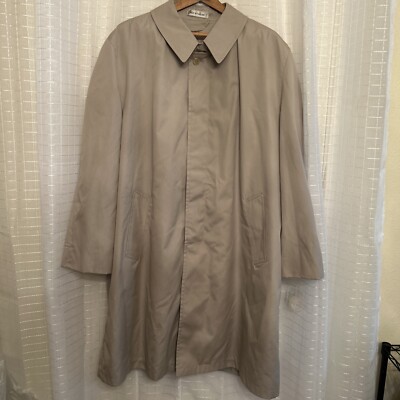 VTG Oleg Cassini 46R Khaki Trench/Rain/Over-Coat All Season Zip Out Warm Lining