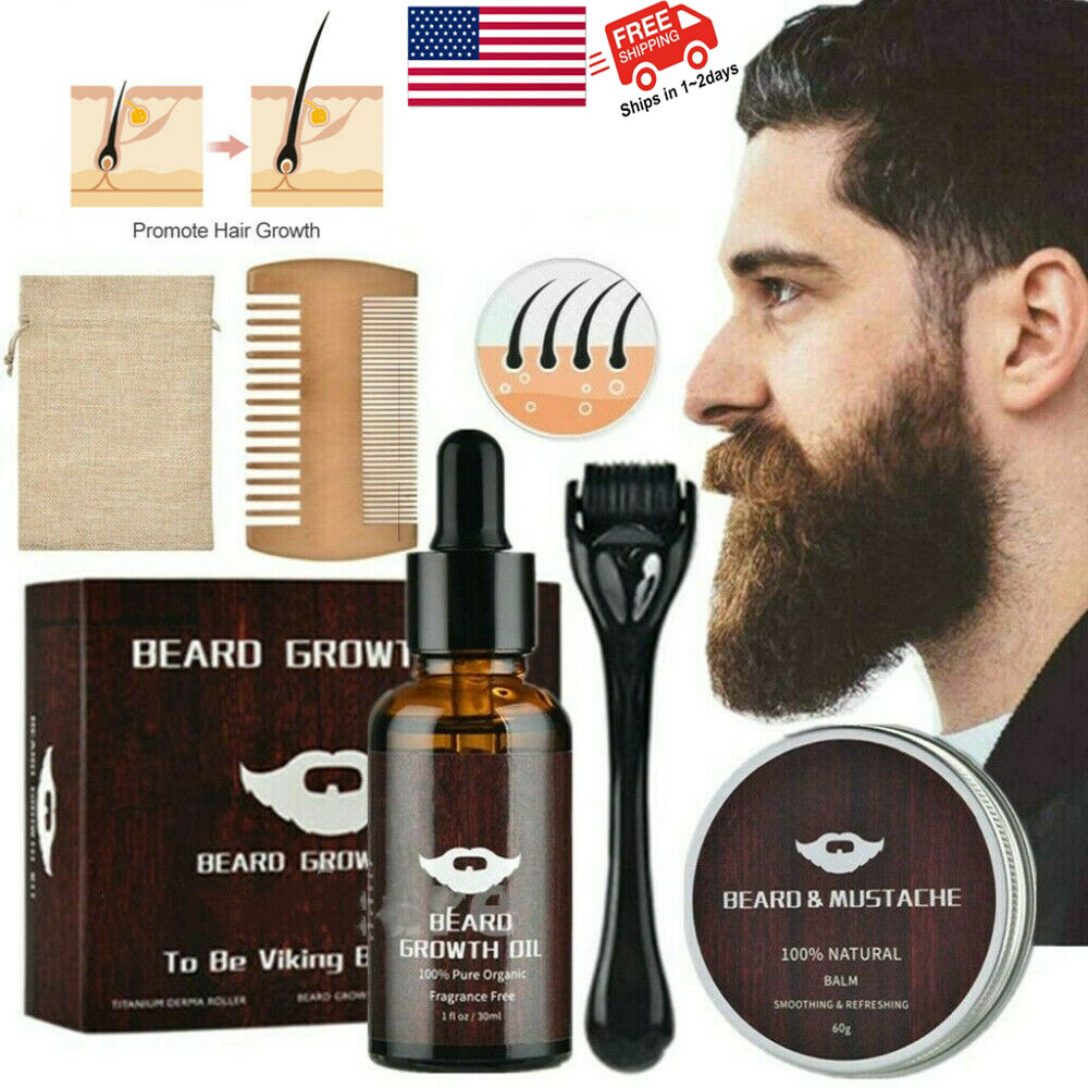Beard Growth Kit - Beard Growth Serum & Derma Roller Mustache Hair Growth Boosts