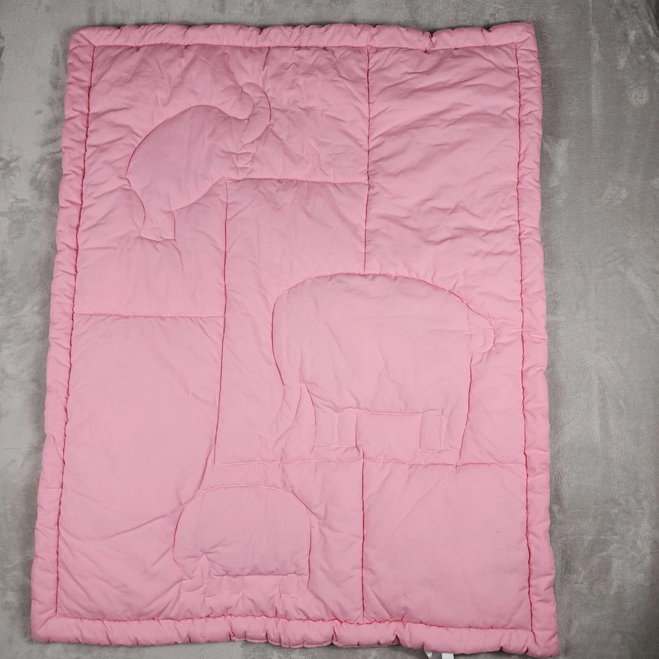 Lambs & Ivy 毛毯和婴儿床裙 Eloise 大象粉色灰色 33x42 新生儿婴儿 — 第 2/4 张图片