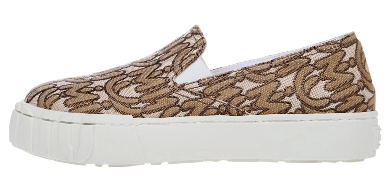 MIU MIU NUOVE SCARPE SNEAKER SLIP ON MIU BEIGE MARRONE JACQUARD CON LOGO PLATEAU 37 US 7