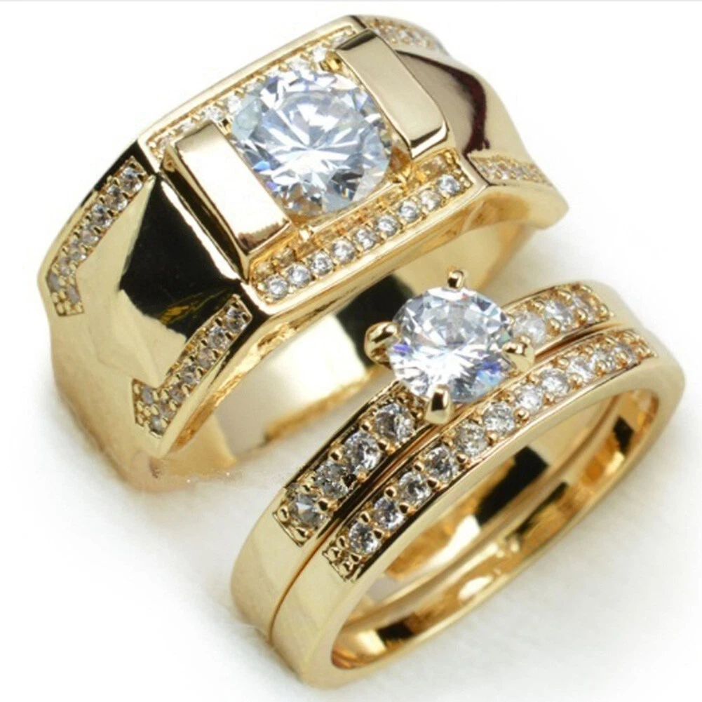 Men Women Engagement Wedding Bridal Ring Set His Her Her size 5