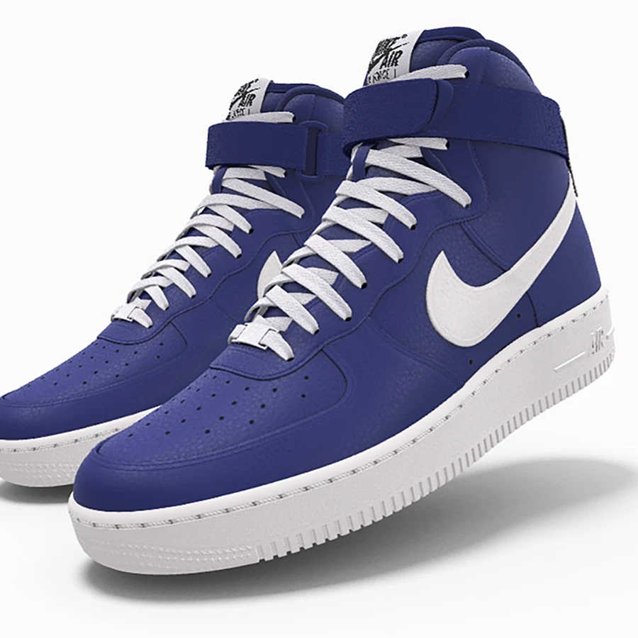 Royal Blue Custom Nike Air Force 1 Mid High Top Sneakers 