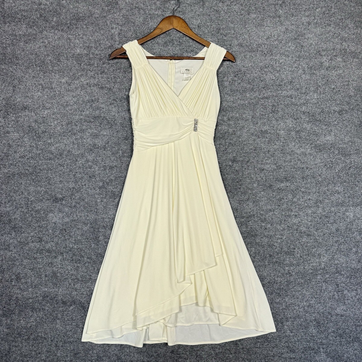Aspeed Dress Womens Small Maxi Front Wrap Ivory Rhinestone Wedding Prom  Formal | eBay