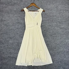 Aspeed Dress Womens Small Maxi Front Wrap Ivory Rhinestone Wedding Prom Formal