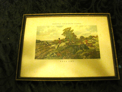 Harris & Herring s ''Full Cry''  Fox Hunting Scene Engraving Print