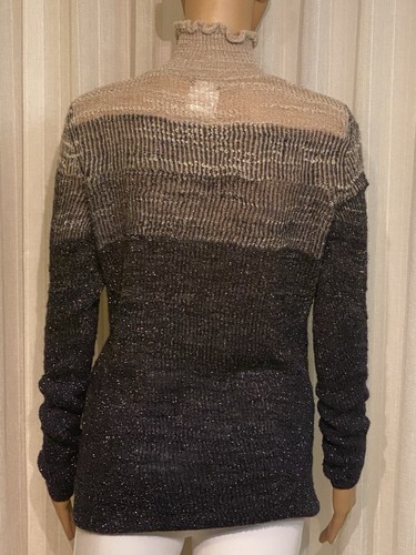 CHANEL Shimmering Alpaca Ombré Turtleneck Sweater Cream to Navy 38 France - Picture 7 of 16