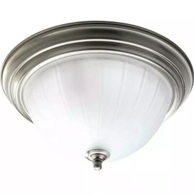 Progress Lighting P3817-09 EB Melon Flush Mount Light, Brushed Nickel 11-1/4 x6 
