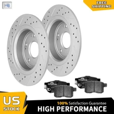 For 2009 2010-2017 Honda Accord Acura TSX Rear Disc Rotors + Ceramic Brake Pads