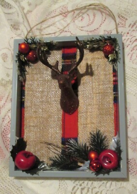 Nagelneu. Handarbeit. Weihnachten 3D Hirsch Dekoration Hängebild.