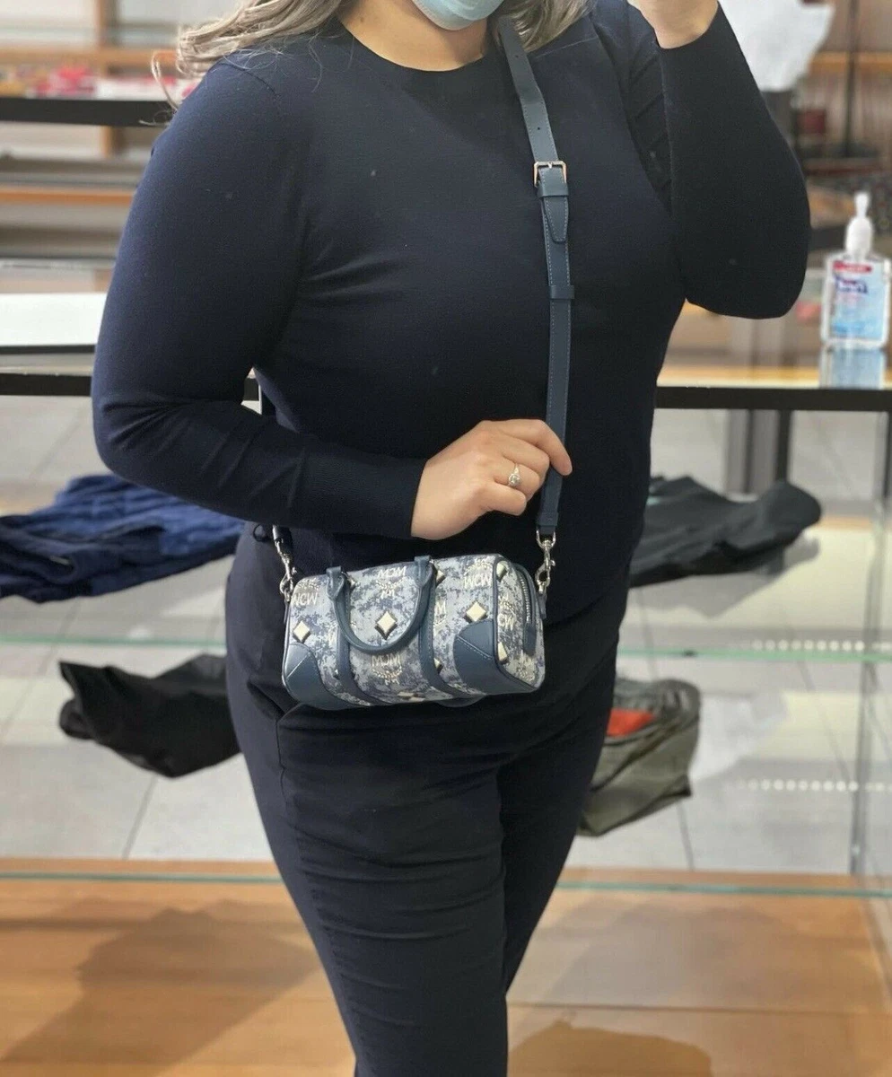 MCM, Bags, Mcm Blue Jacquard Crossbody