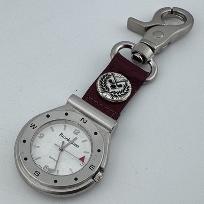 Vintage Brookstone Golf Themed Quartz Pocket Watch Men Silver Snap-on New Batter