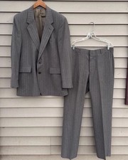 Vtg Levis Business Class Suit Gray Pinstripe 44R 33x32 70s Levi Strauss