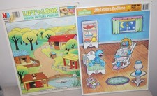 Vintage Golden Frame Tray Puzzle Set of 2 Sesame Street  Lift  Look 1988-91