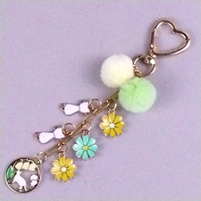 Purse Charm, Bag Charm, Bag Clip Green Yellow Cat Heart Clip and Charms