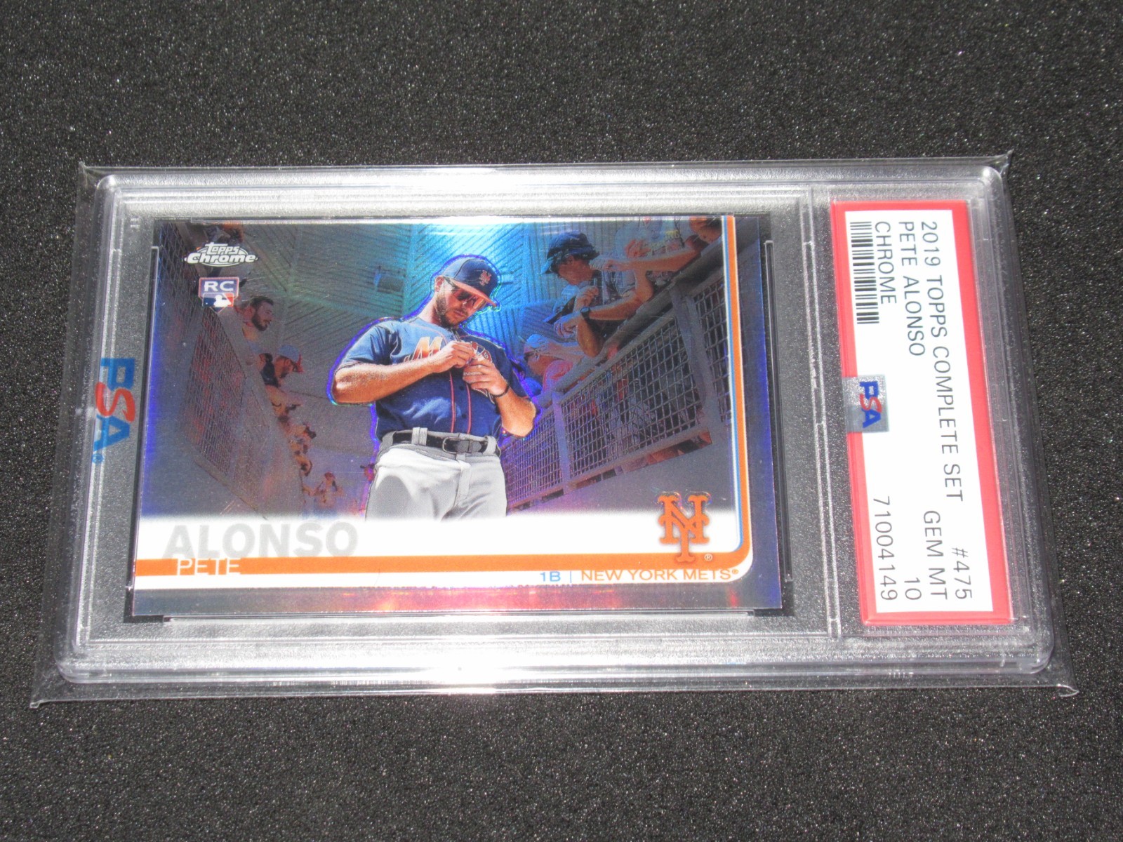 Pete Alonso 2019 Topps Chrome #475 Complete Set Variation PSA 10 GEM view 3