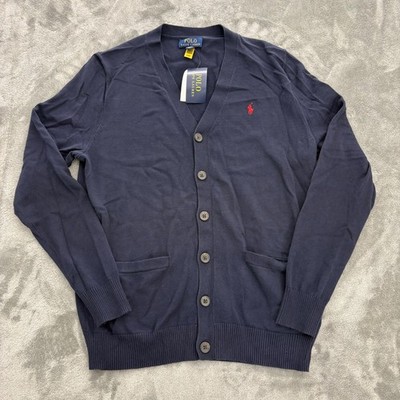 Polo Ralph Lauren Sweater Boys XL Cardigan Navy Blue NWT Youth Kids (18-20)