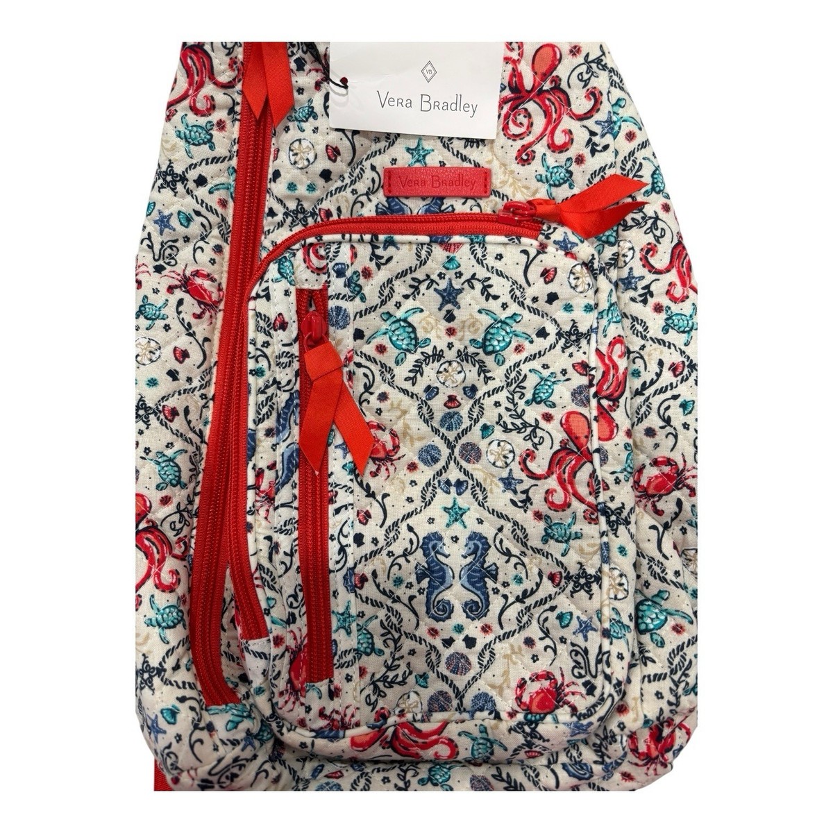 Vera Bradley Iconic Sling Backpack Red Sea Life Seahorse Turtle Crab Octopus NEW Outlet Ultralight Sling Backpack - Polyester | Vera Bradley  main image 4