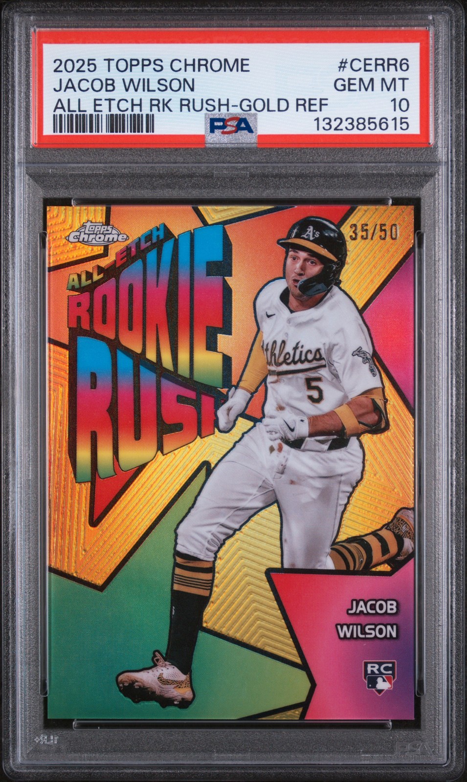 Jacob Wilson 2025 Topps Chrome All Etch Rookie Rush #CERR6 Gold #/50 PSA 10