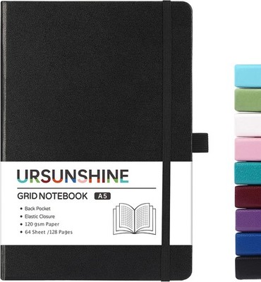 Graph Grid Paper Notebook/Journal Classic Journal/Notebook Ribbon Divider Black