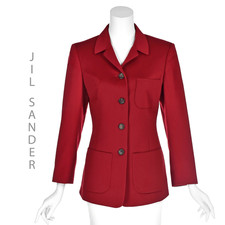 JIL SANDER Autumn Red 100 Cashmere Blazer w/ Patch Pockets SIZE DE36 US6