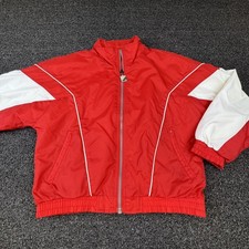 Vtg Pro Celebrity Track Jacket Unisex Youth M Red Nylon Mesh Lined Full-Zip